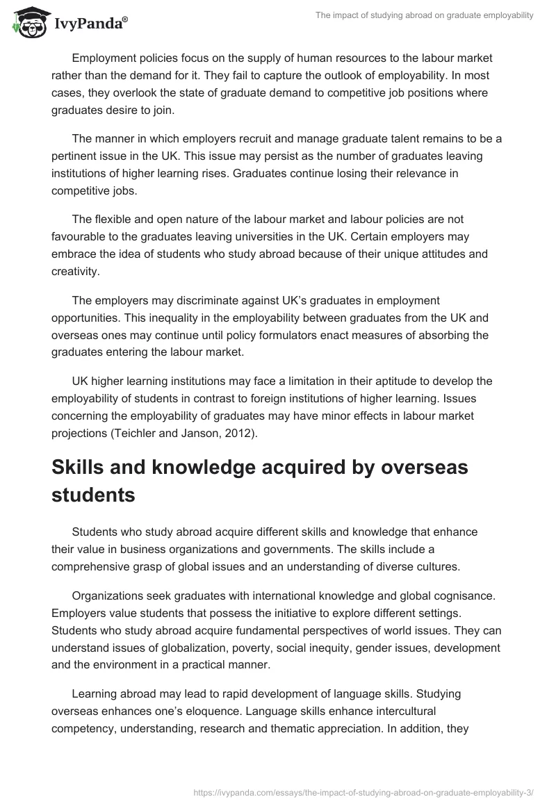 The impact of studying abroad on graduate employability. Page 3