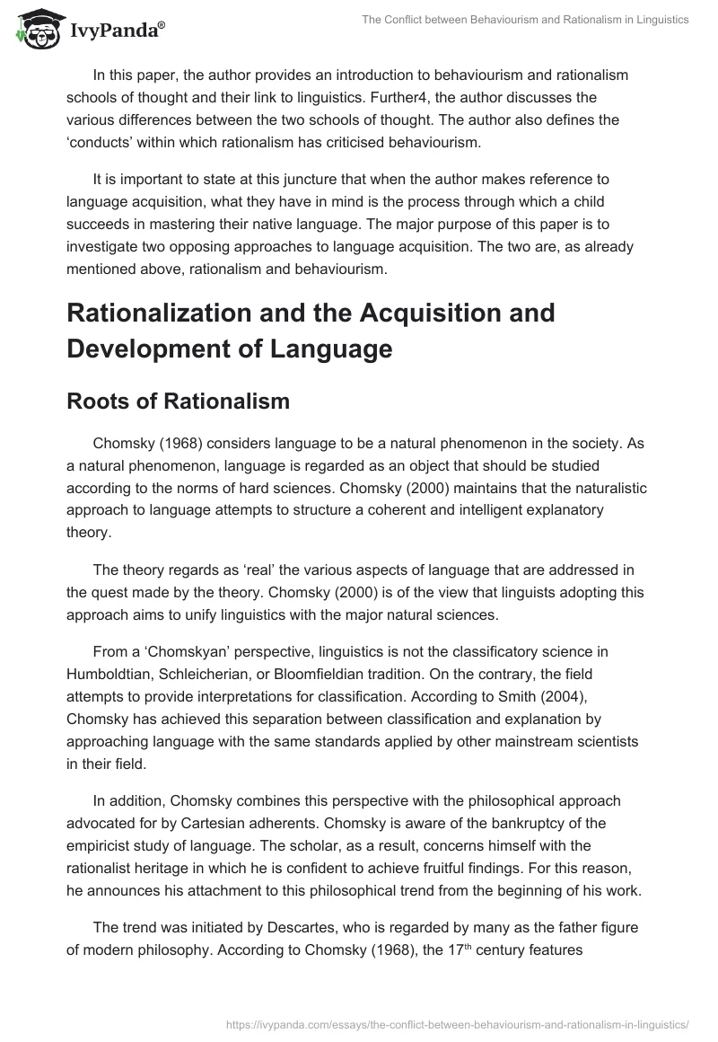 The Conflict Between Behaviourism and Rationalism in Linguistics. Page 2