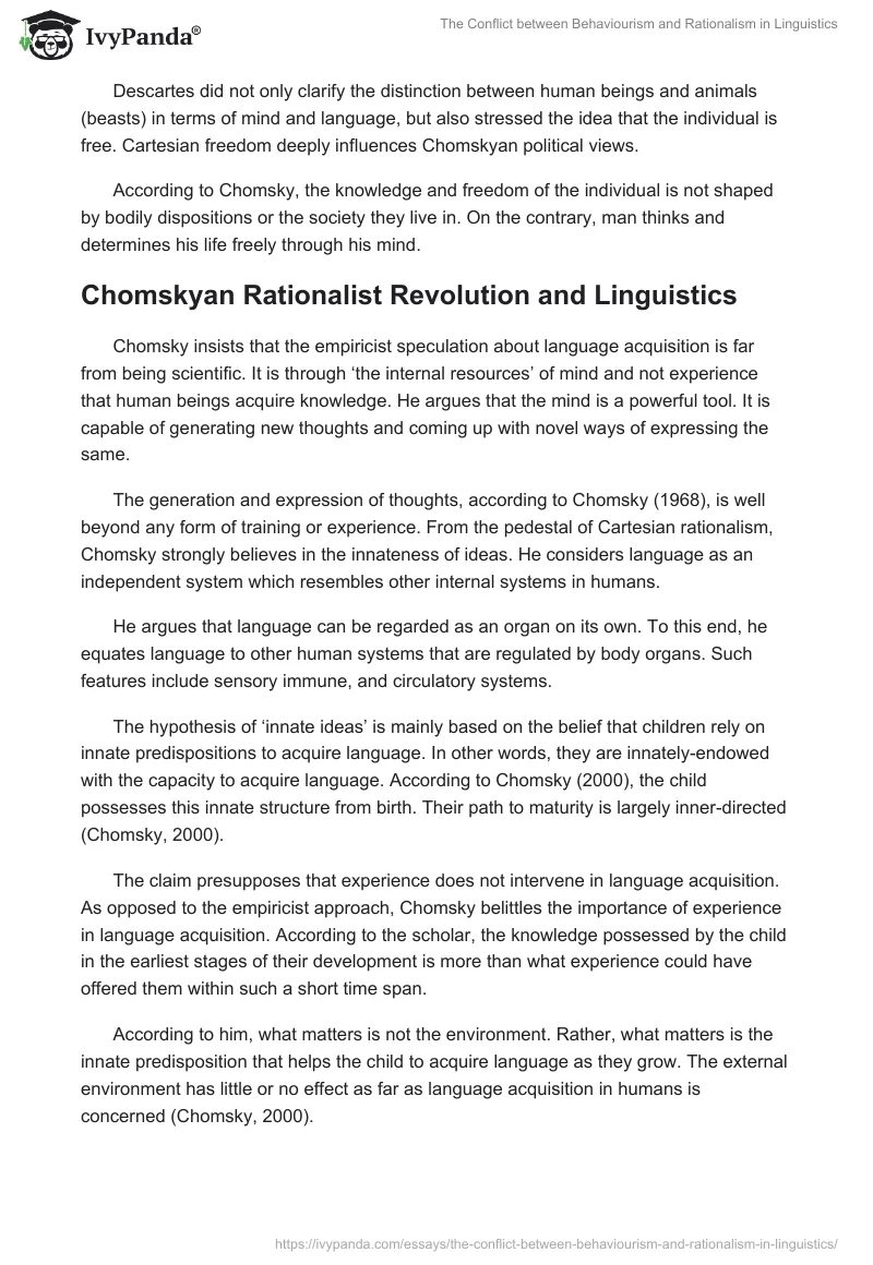 The Conflict Between Behaviourism and Rationalism in Linguistics. Page 4