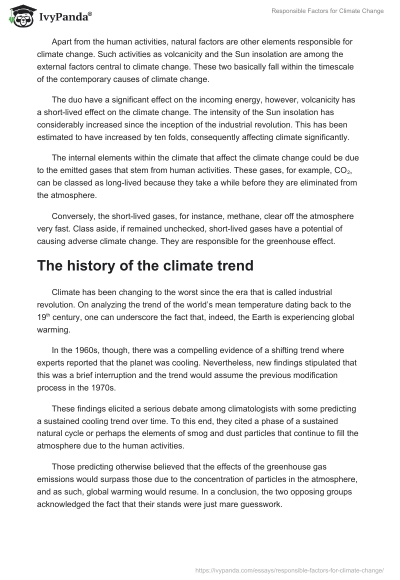 Responsible Factors for Climate Change. Page 2