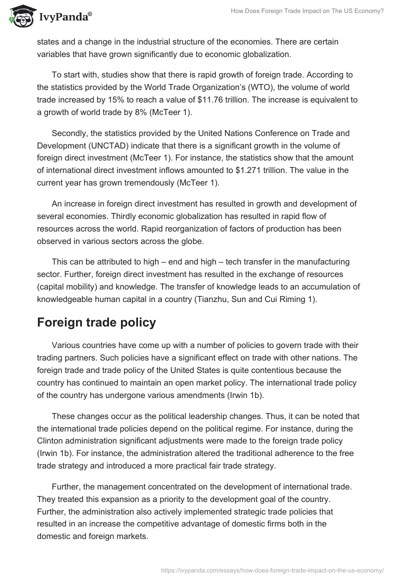 How Does Foreign Trade Impact on The US Economy?. Page 2