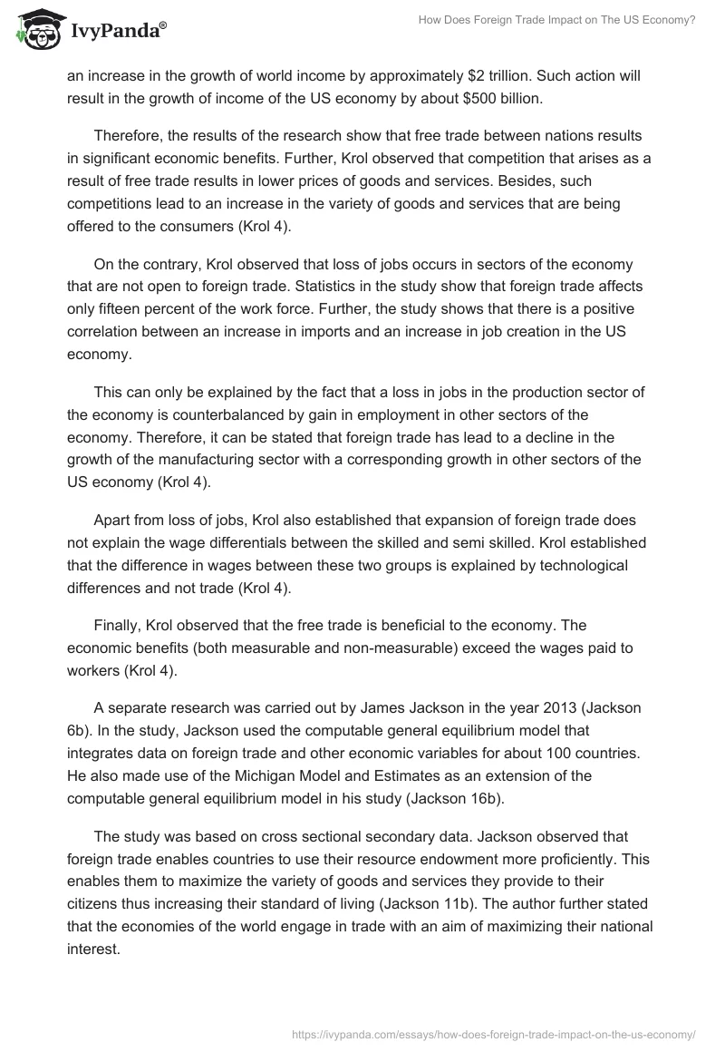 How Does Foreign Trade Impact on The US Economy?. Page 5