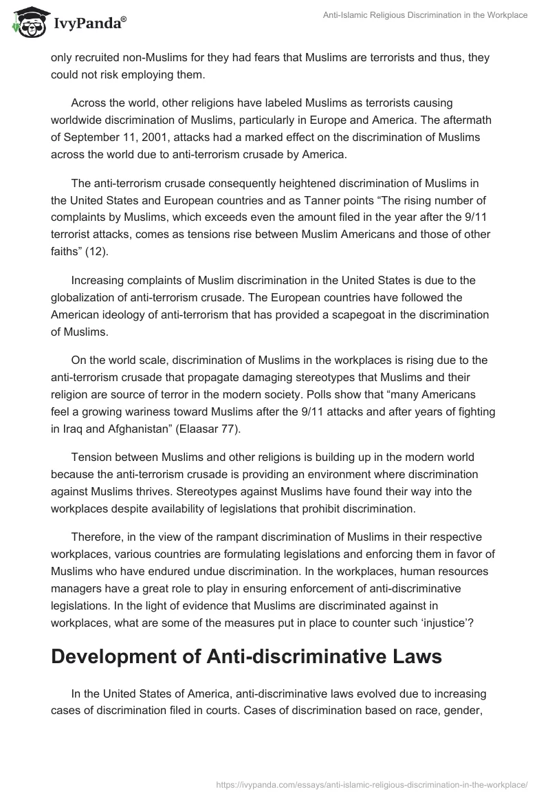 Anti-Islamic Religious Discrimination in the Workplace. Page 3