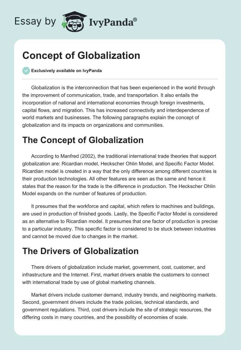Concept of Globalization. Page 1