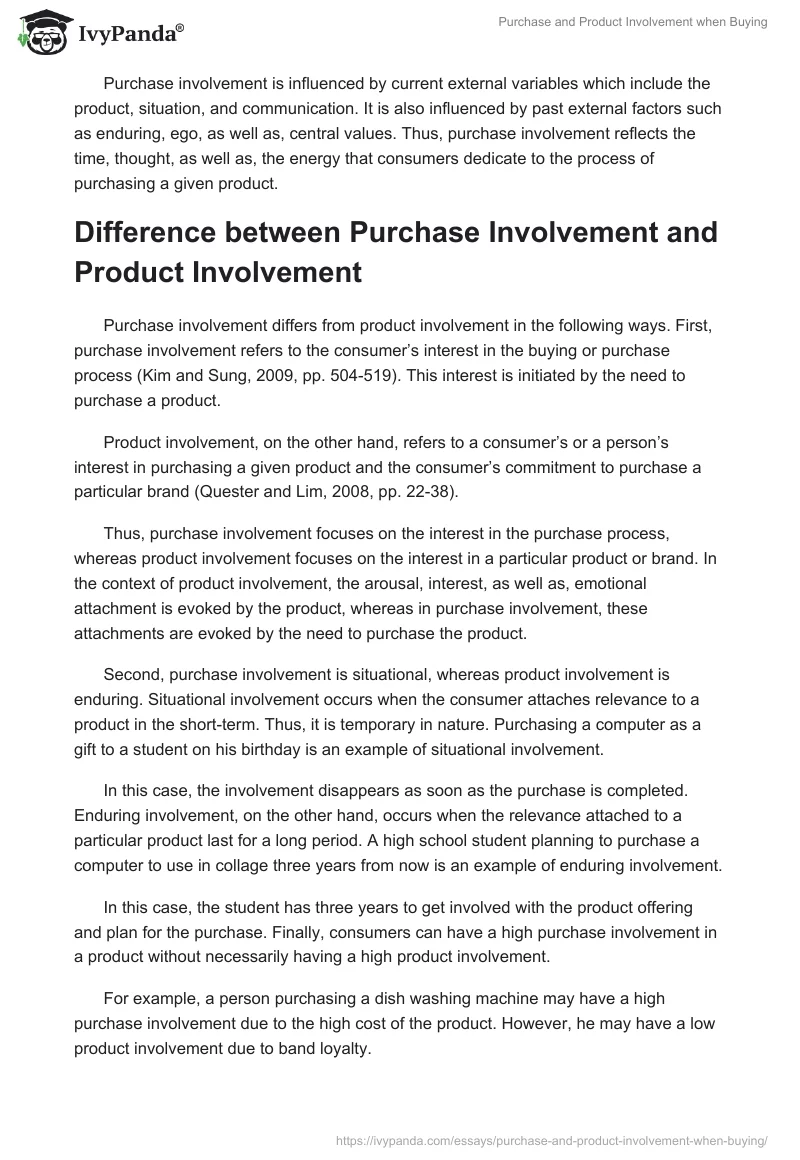 Purchase and Product Involvement when Buying. Page 2