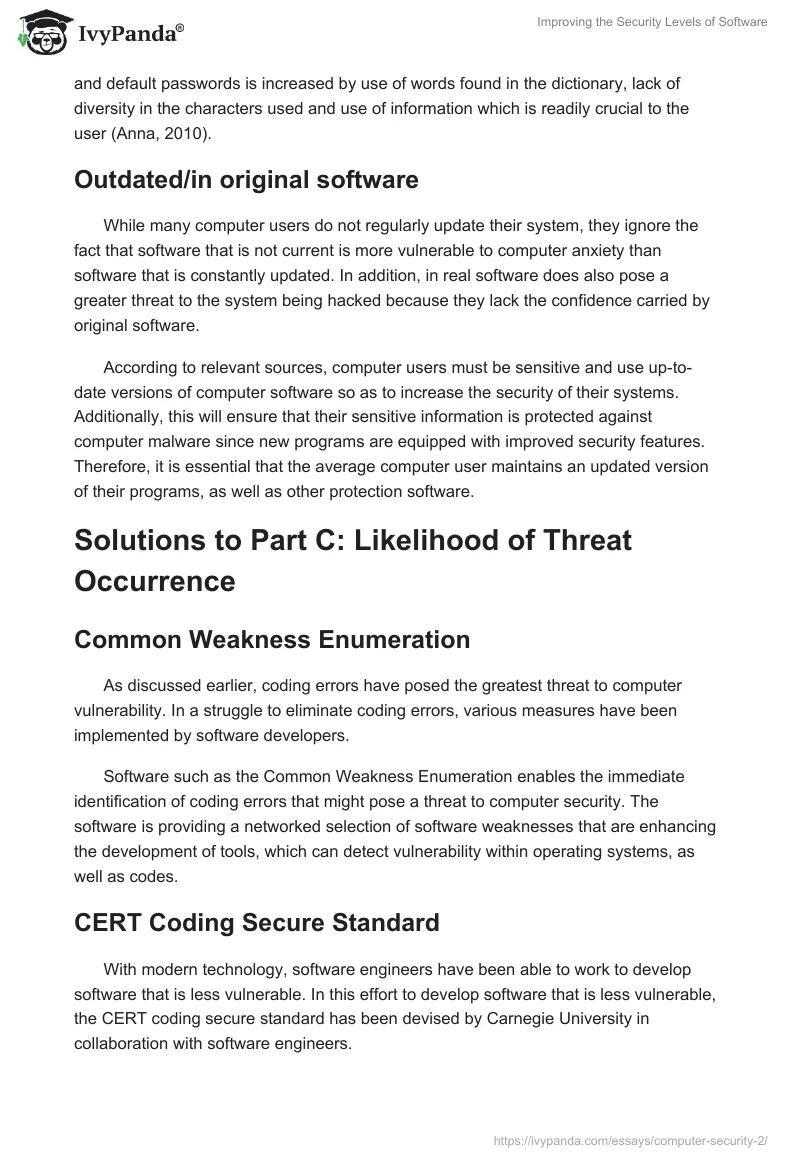 Improving the Security Levels of Software. Page 3
