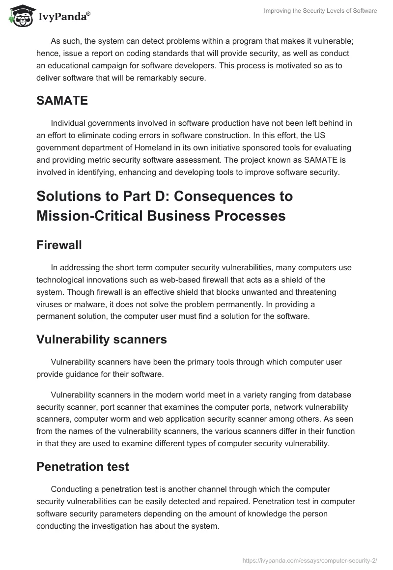 Improving the Security Levels of Software. Page 4
