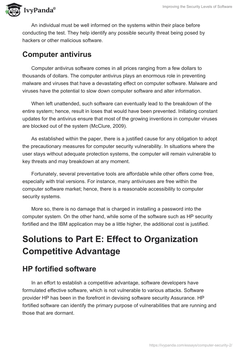 Improving the Security Levels of Software. Page 5