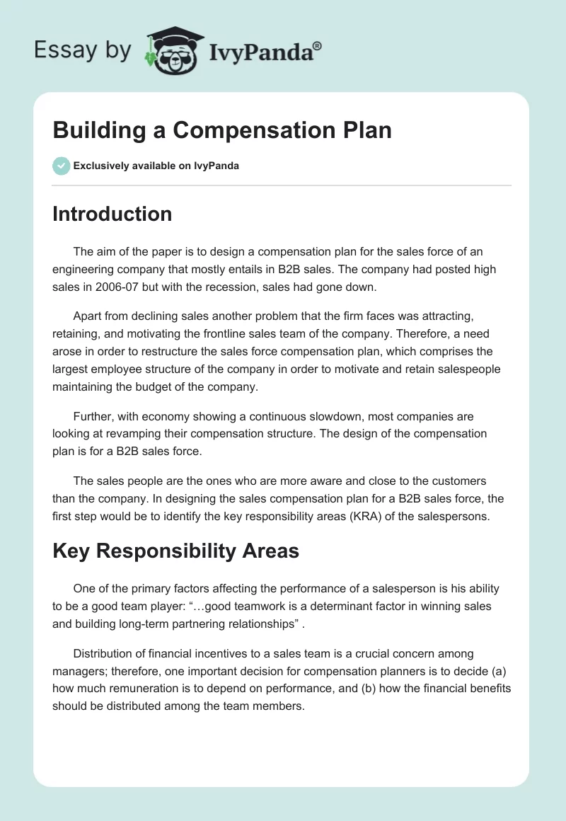 Building a Compensation Plan. Page 1