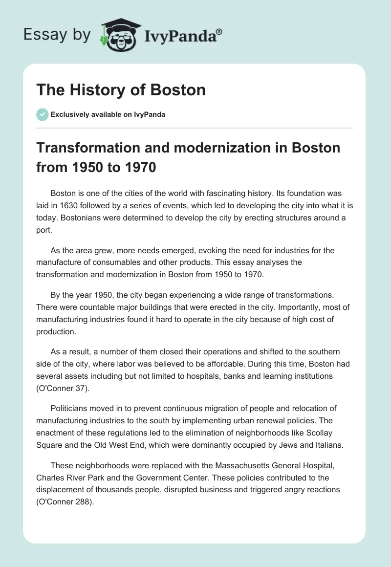 The History of Boston. Page 1