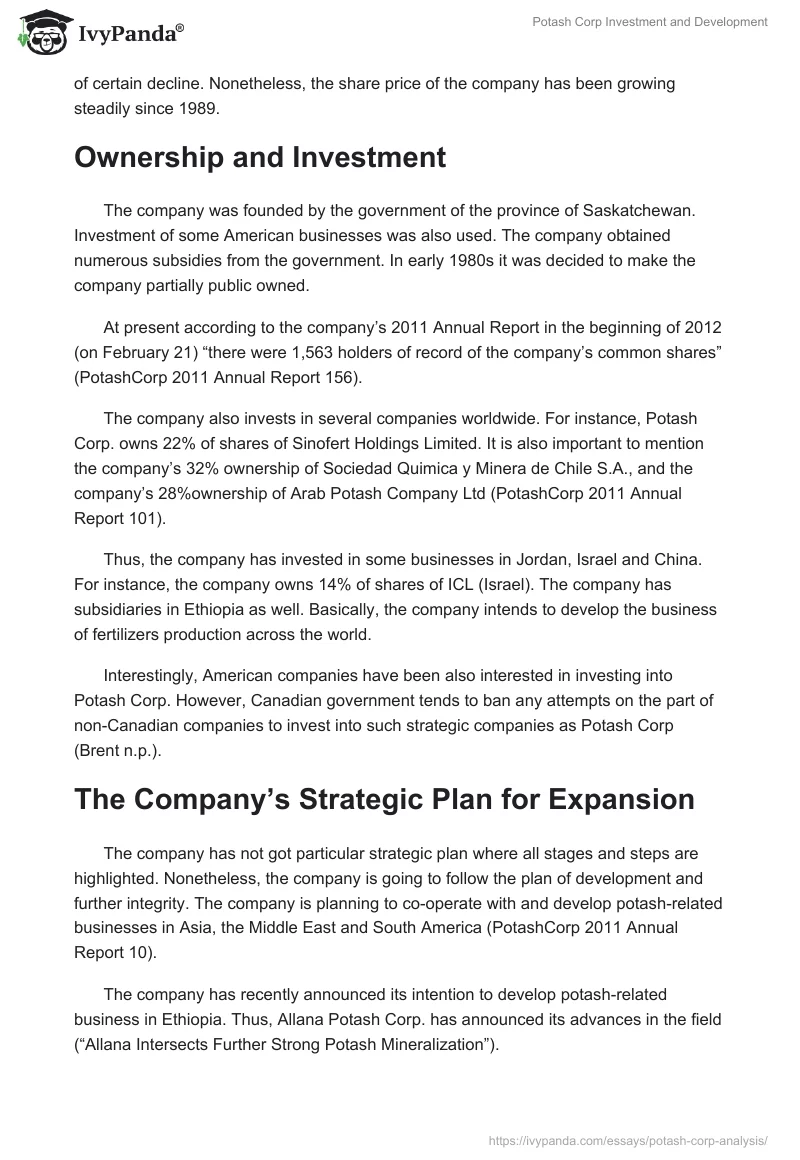 Potash Corp Investment and Development. Page 2
