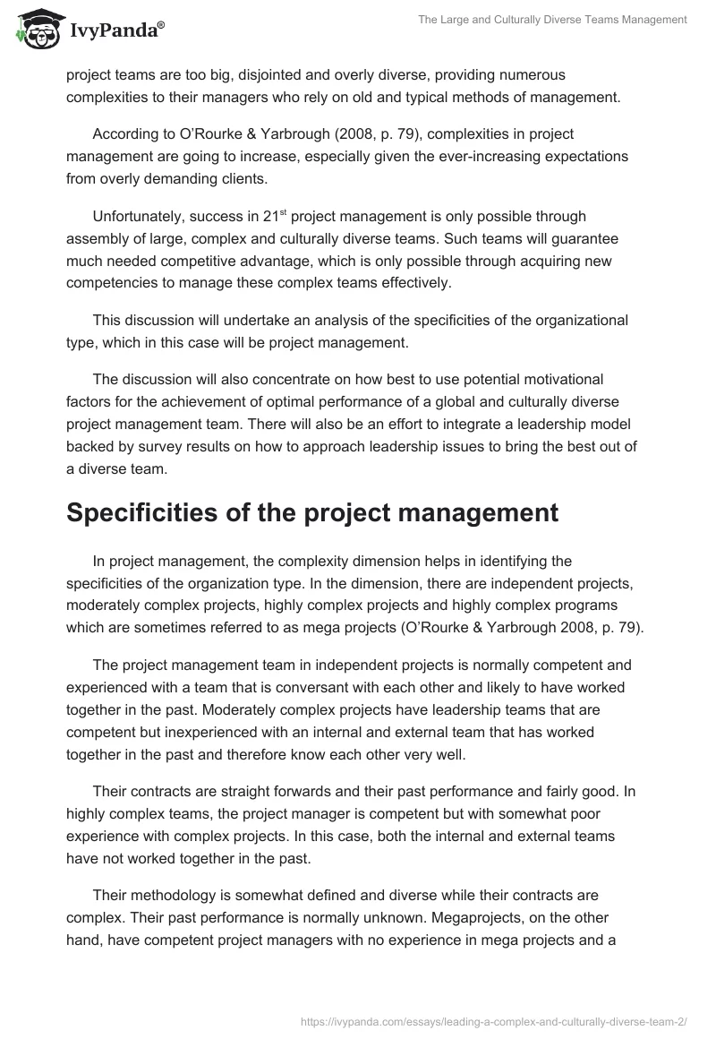 The Large and Culturally Diverse Teams Management. Page 2