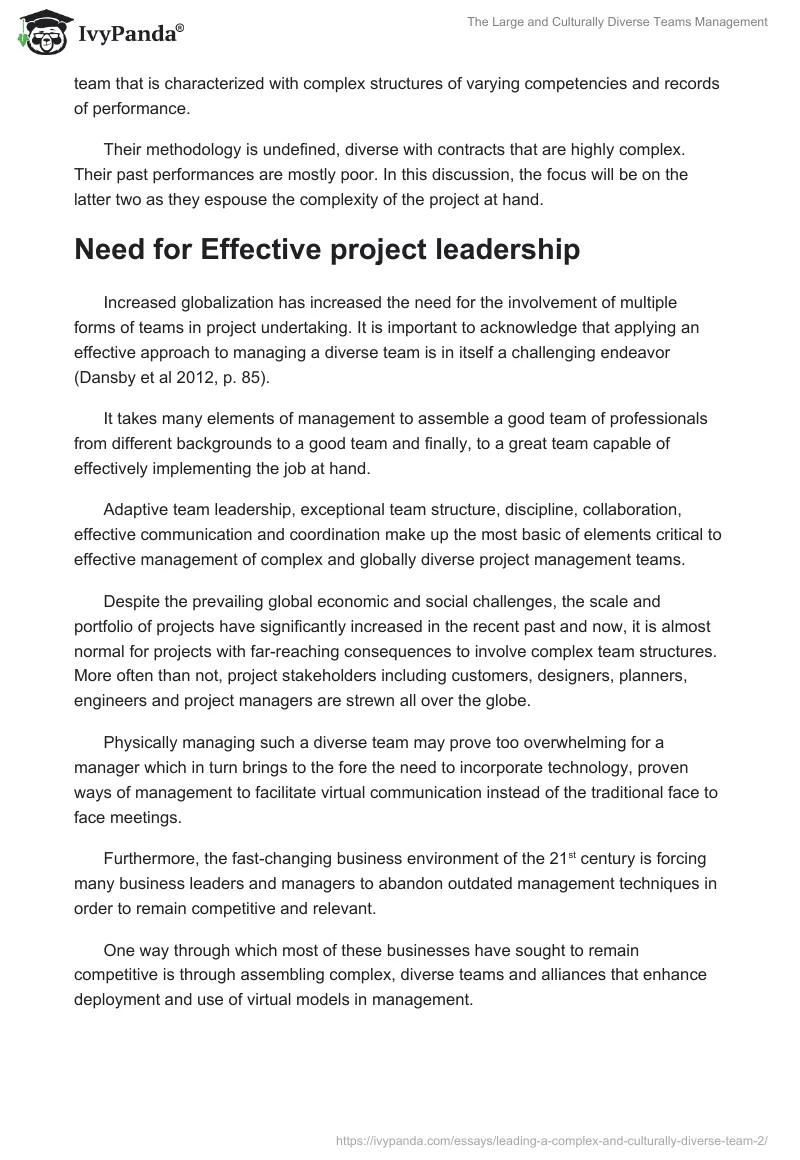 The Large and Culturally Diverse Teams Management. Page 3