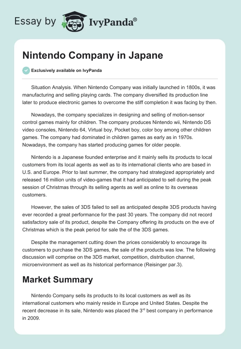 Nintendo Company in Japane. Page 1