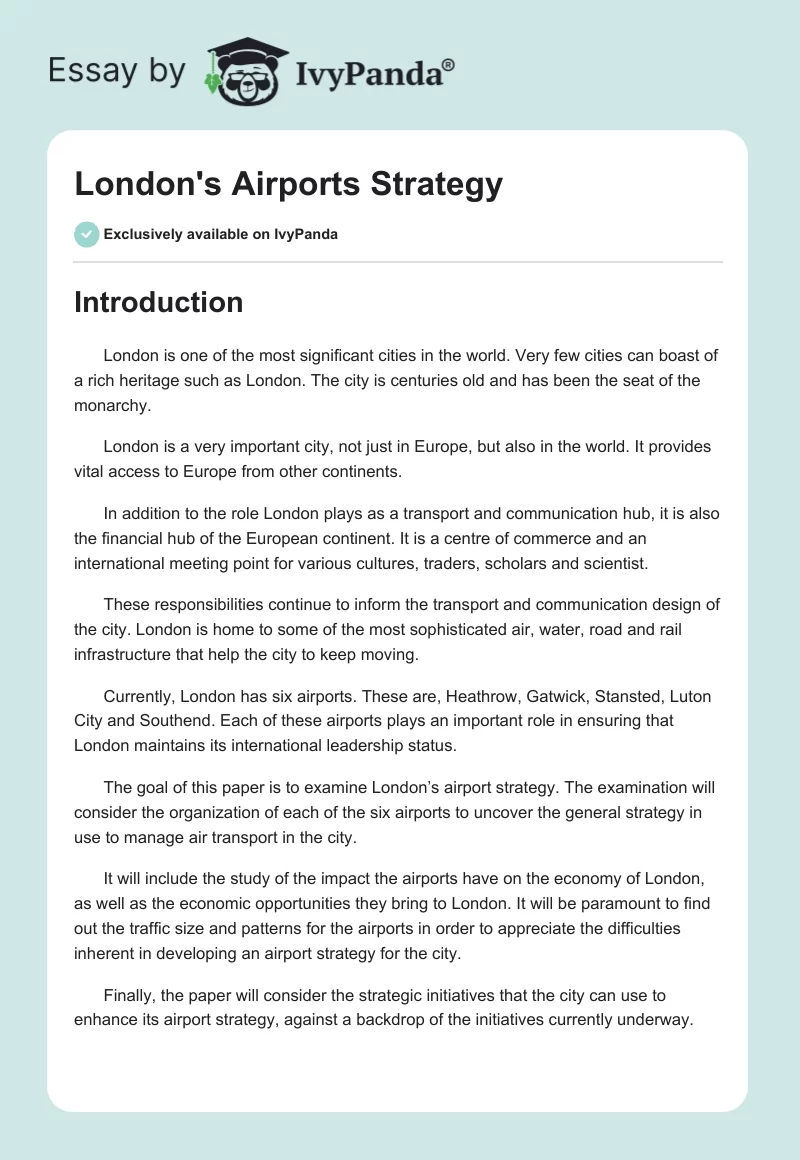 London's Airports Strategy. Page 1