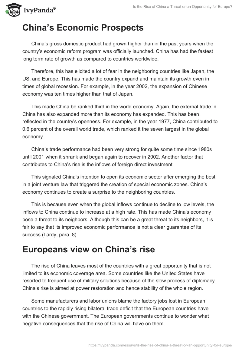 Is the Rise of China a Threat or an Opportunity for Europe?. Page 3