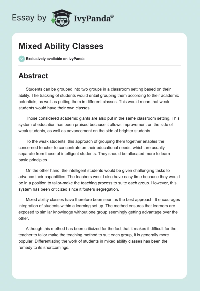 Mixed Ability Classes. Page 1