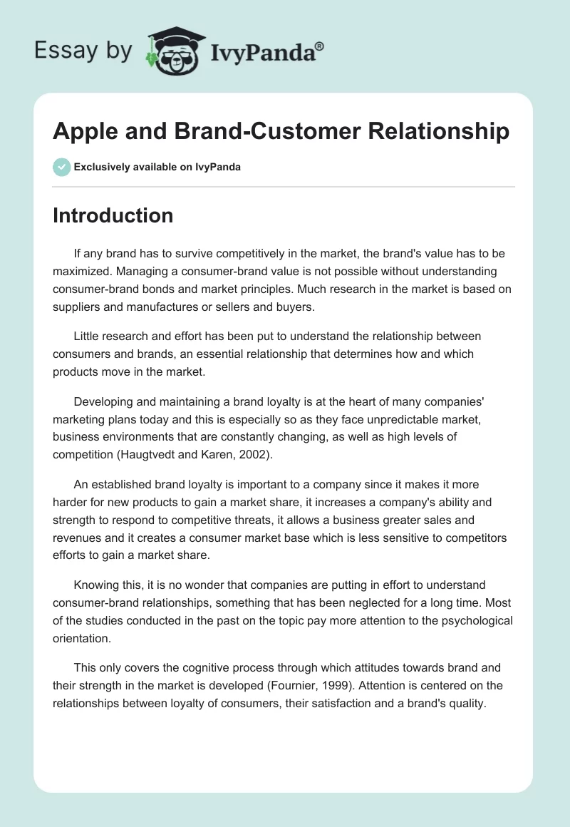Apple and Brand-Customer Relationship. Page 1