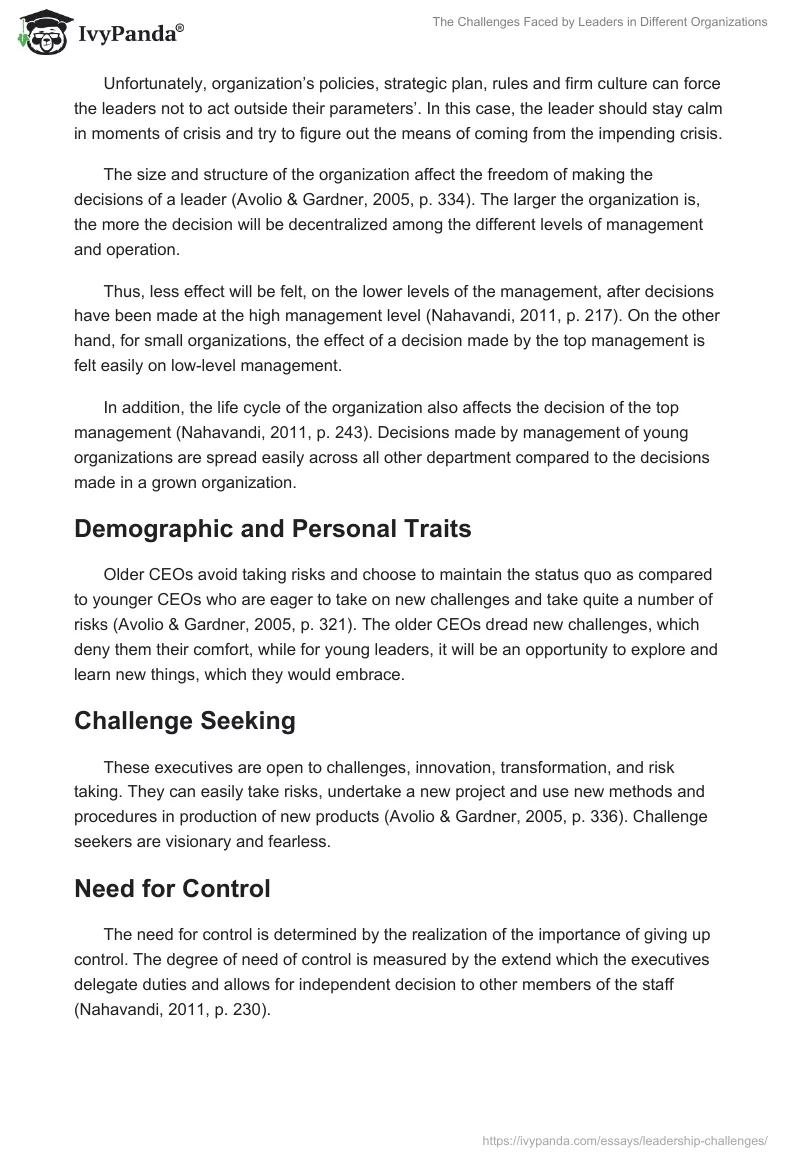 The Challenges Faced by Leaders in Different Organizations. Page 4