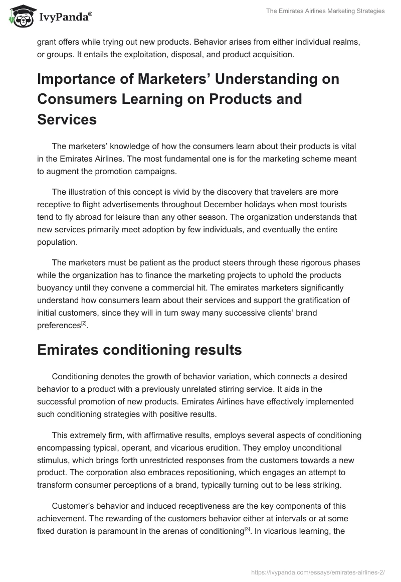 The Emirates Airlines Marketing Strategies. Page 2
