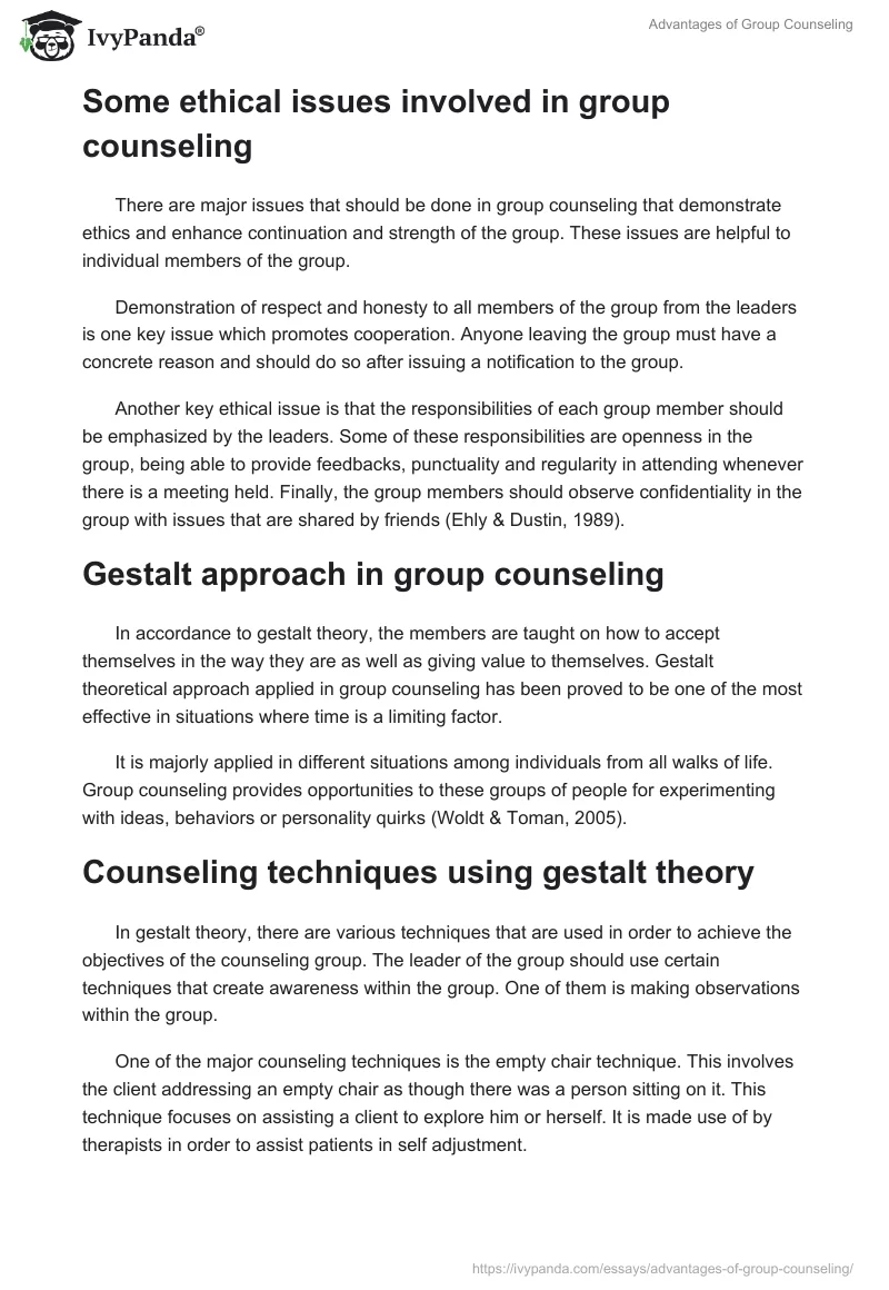 Advantages of Group Counseling. Page 2