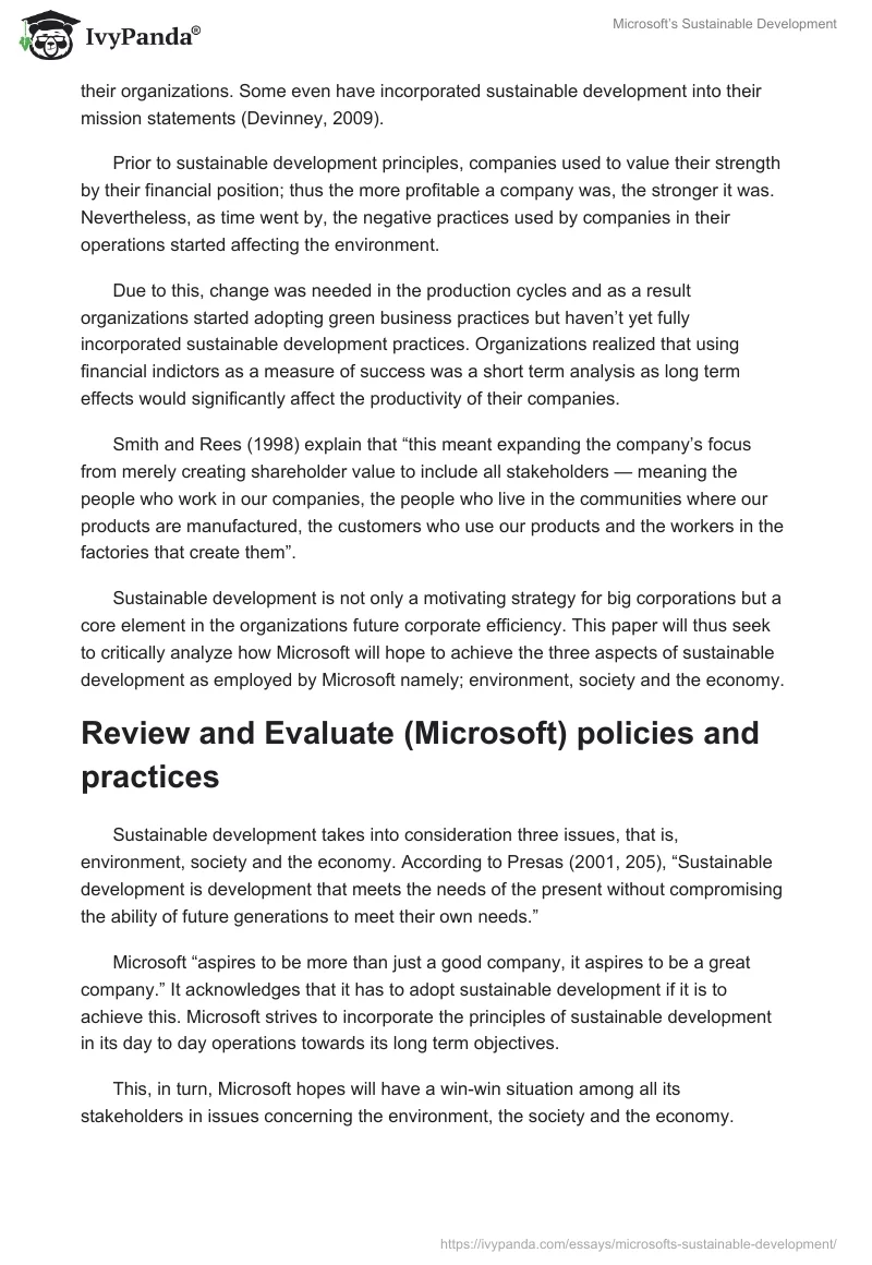 Microsoft’s Sustainable Development. Page 2
