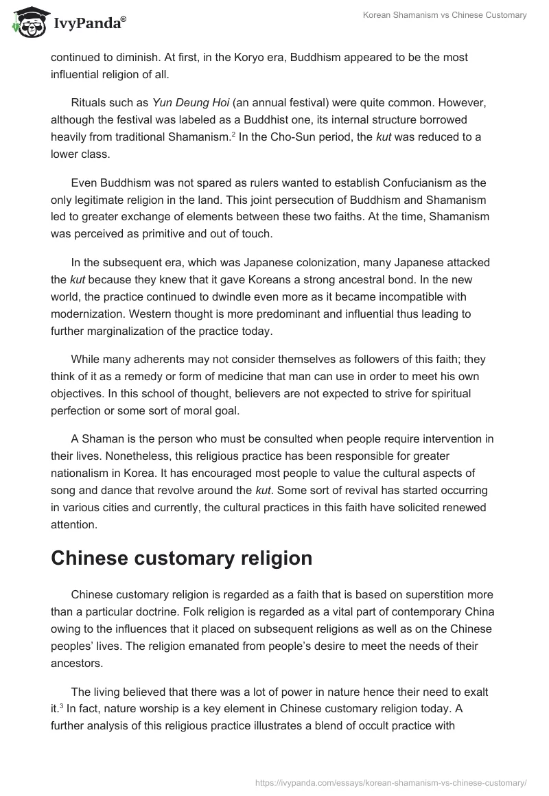 Korean Shamanism vs Chinese Customary. Page 2