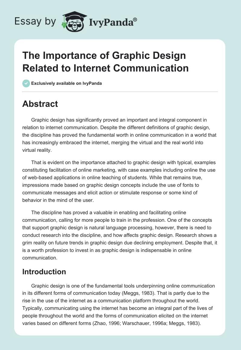 The Importance of Graphic Design Related to Internet Communication. Page 1
