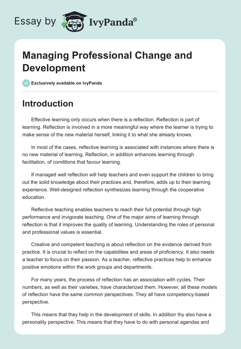 Managing Professional Change and Development. Page 1