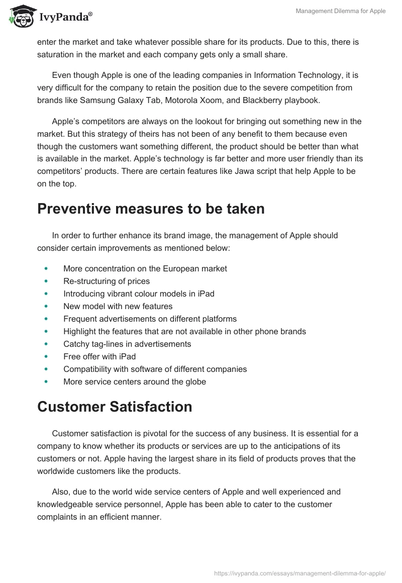 Management Dilemma for Apple. Page 2