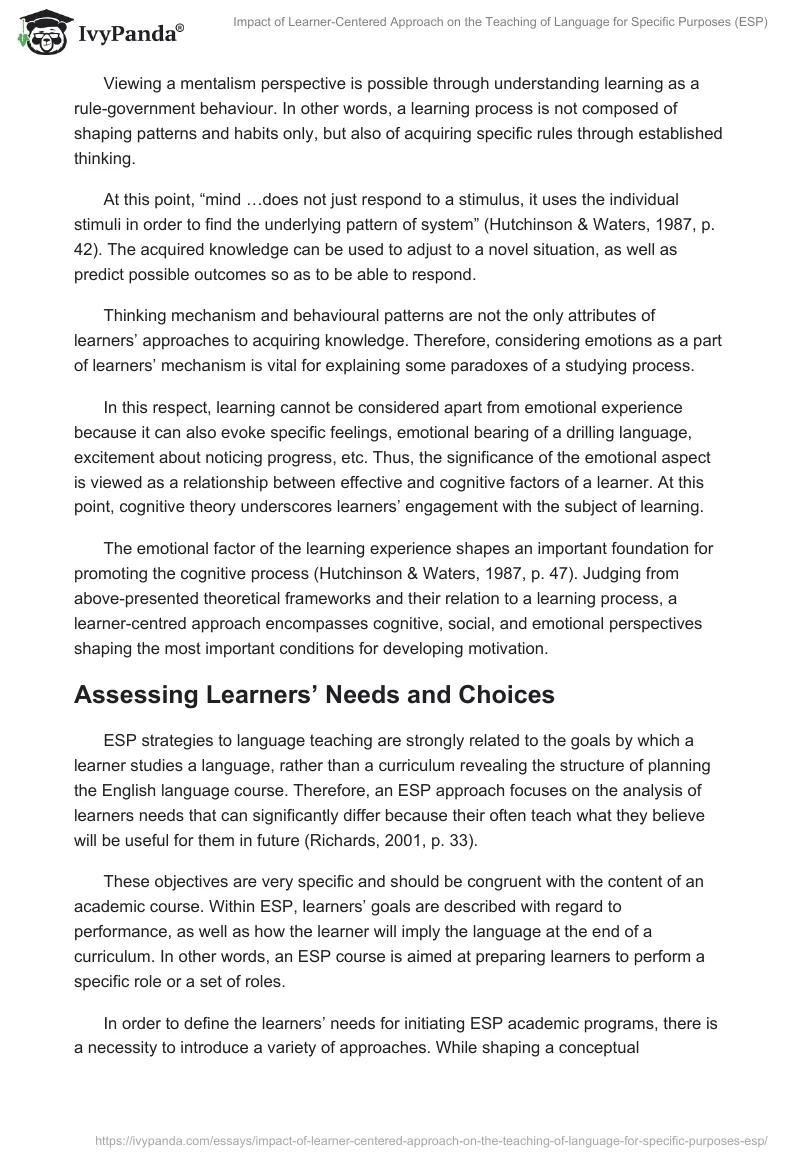 Impact of Learner-Centered Approach on the Teaching of Language for Specific Purposes (ESP). Page 3