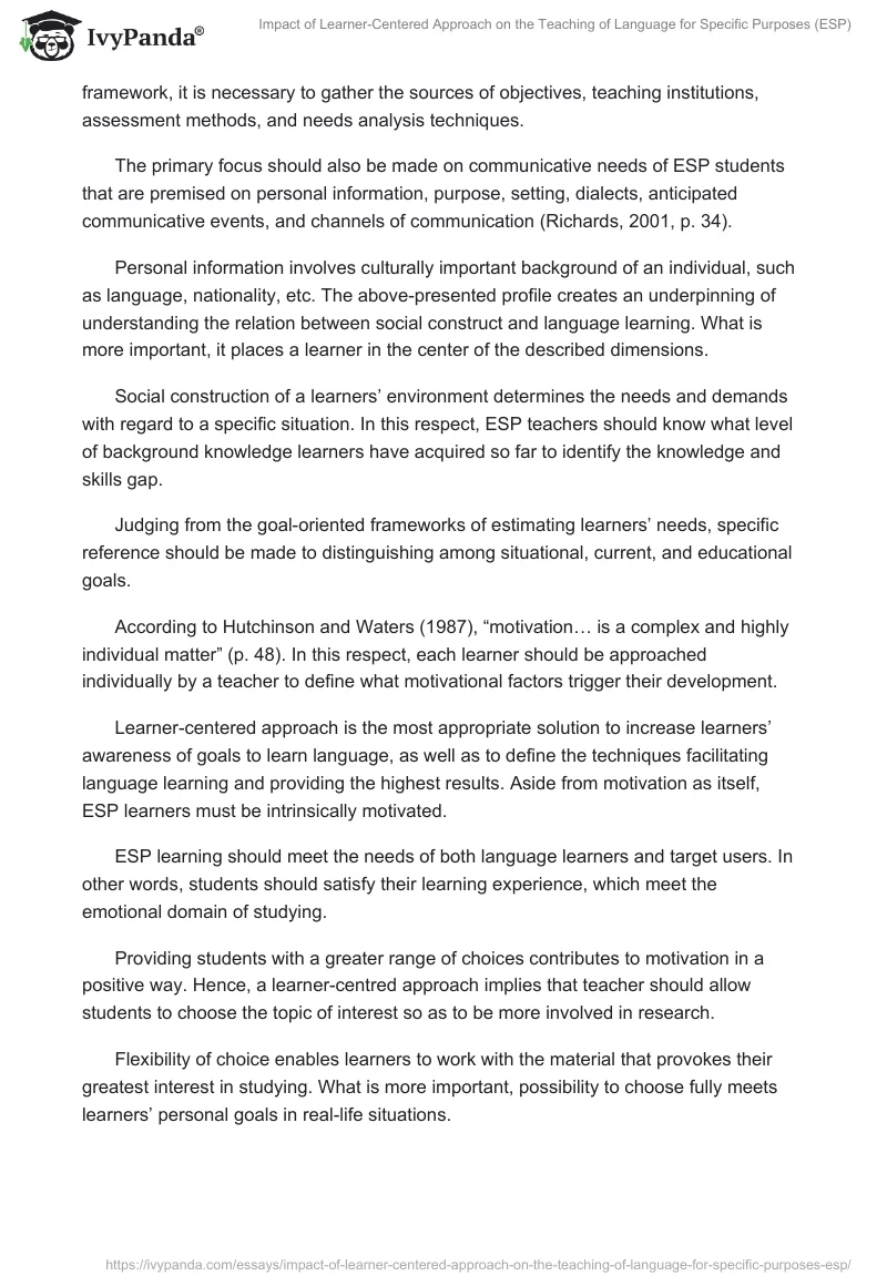 Impact of Learner-Centered Approach on the Teaching of Language for Specific Purposes (ESP). Page 4