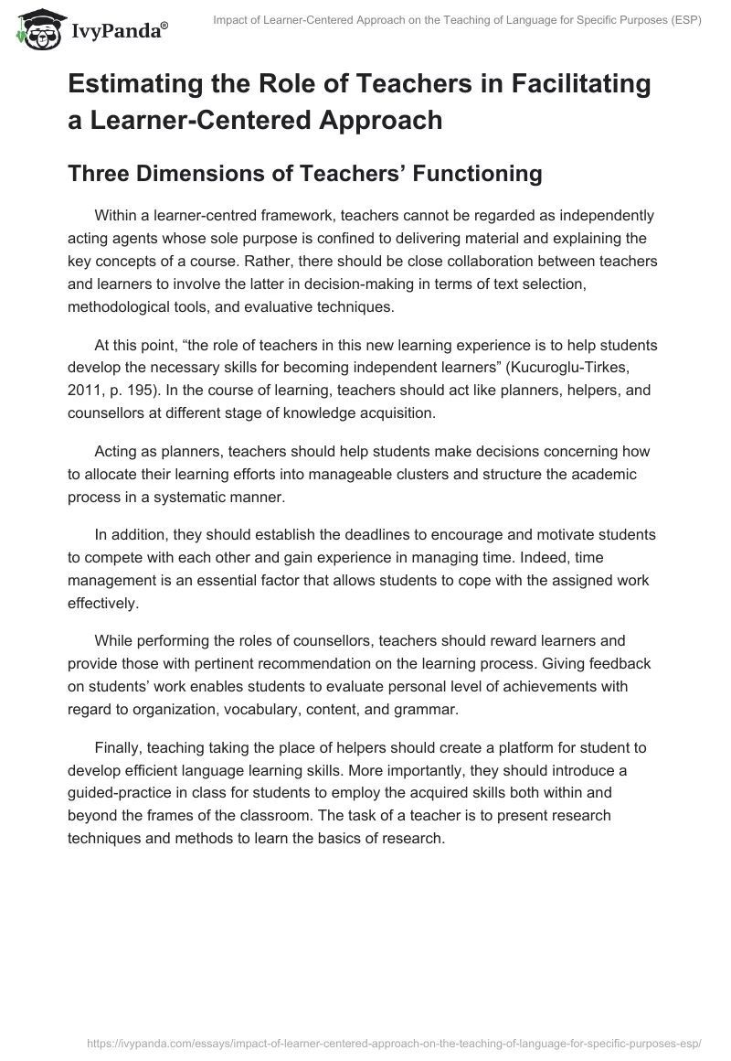 Impact of Learner-Centered Approach on the Teaching of Language for Specific Purposes (ESP). Page 5