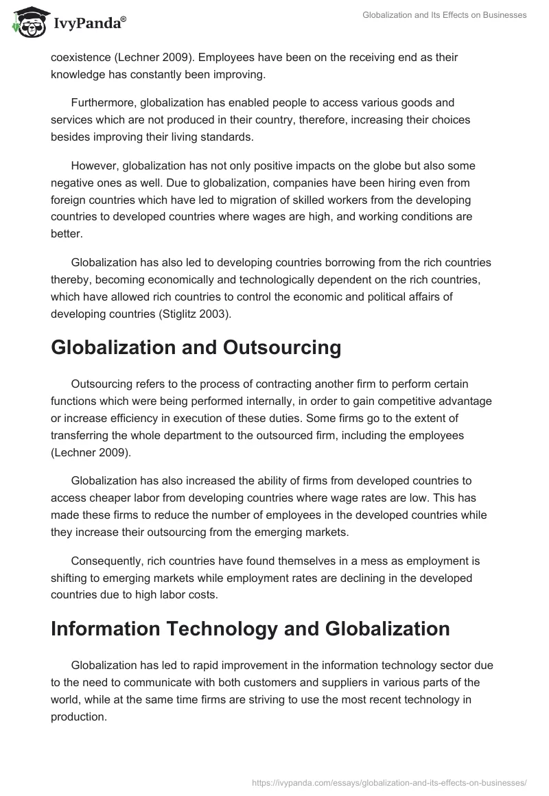 Globalization and Its Effects on Businesses. Page 3