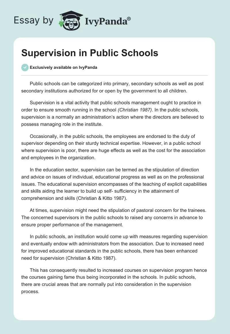 Supervision in Public Schools. Page 1