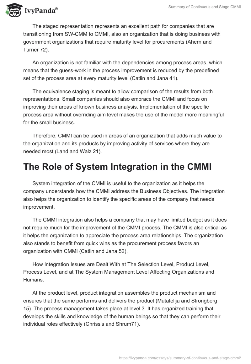 Summary of Continuous and Stage CMMI. Page 4