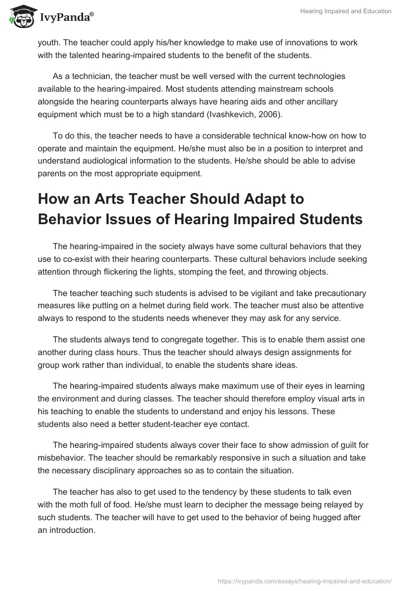 Hearing Impaired and Education. Page 4