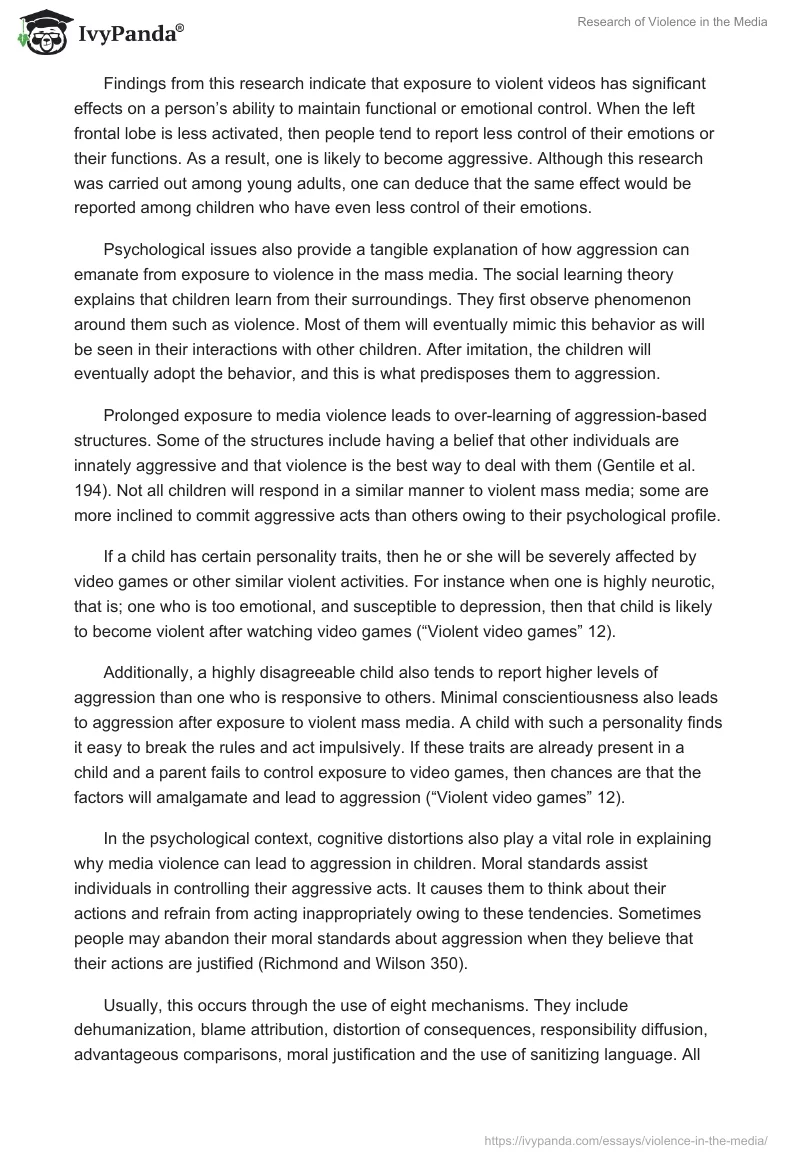 Research of Violence in the Media. Page 2