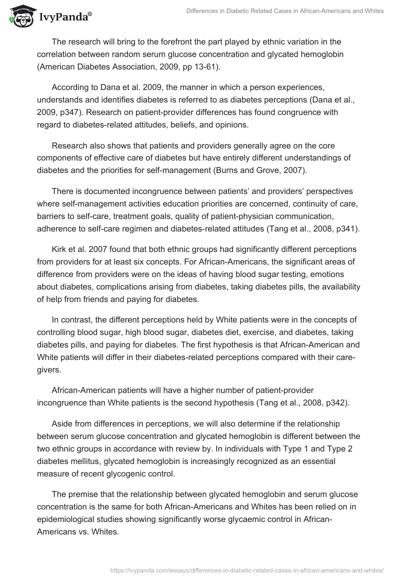 Differences in Diabetic Related Cases in African-Americans and Whites. Page 3