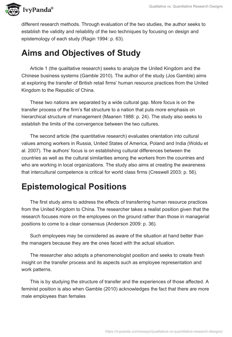 Qualitative vs. Quantitative Research Designs. Page 2