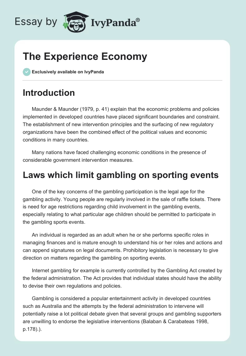 The Experience Economy. Page 1