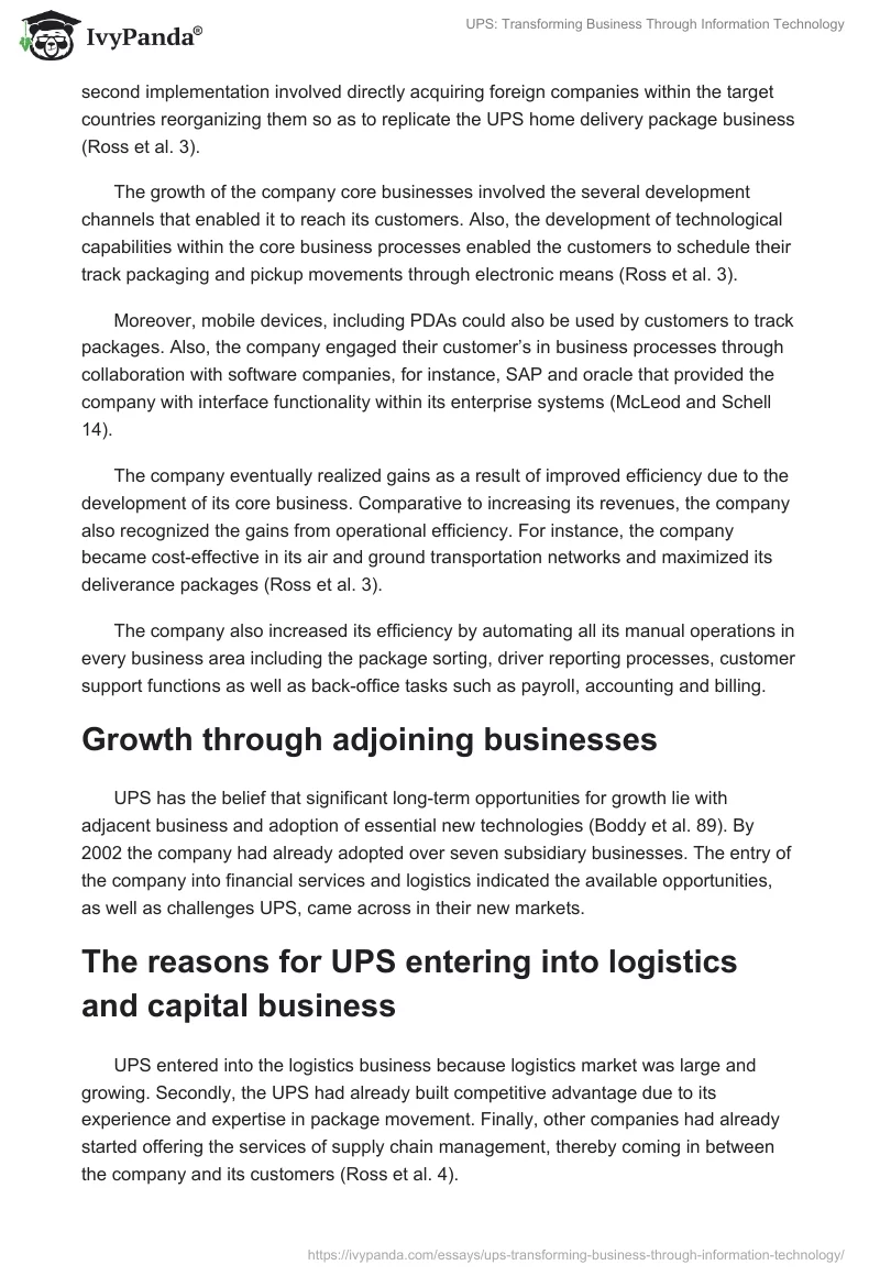 UPS: Transforming Business Through Information Technology. Page 3