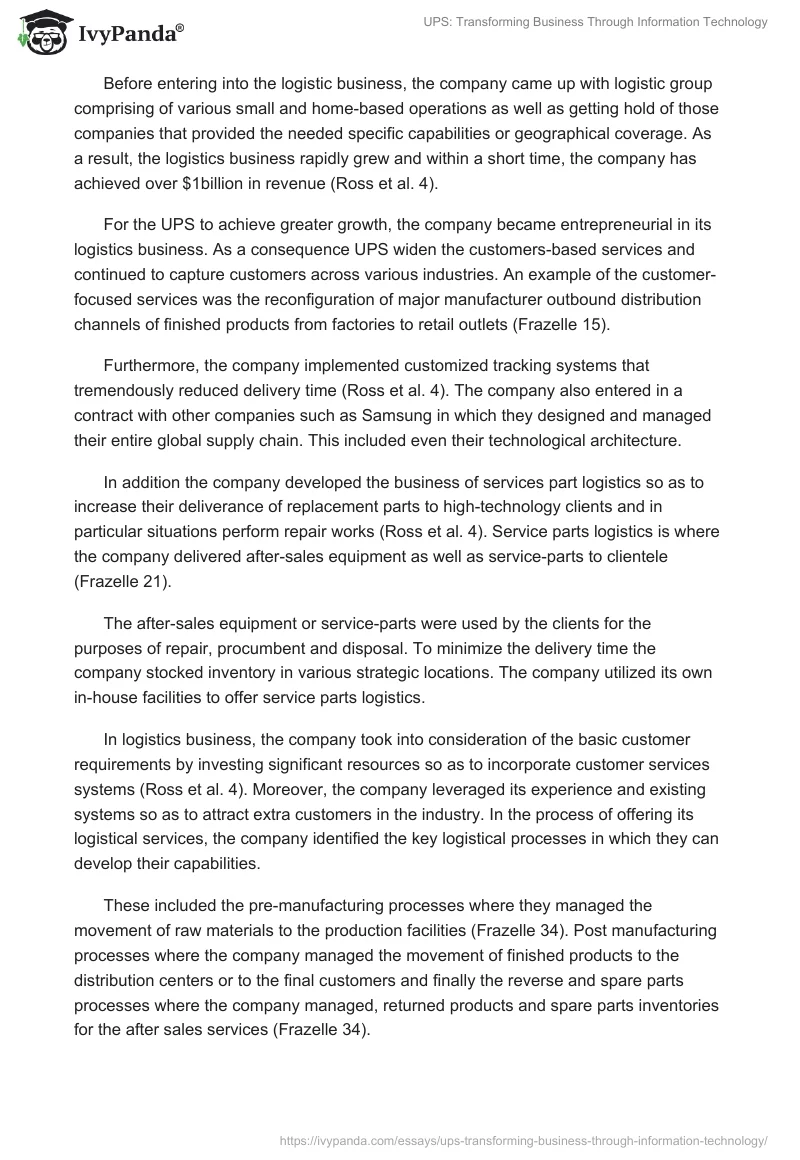 UPS: Transforming Business Through Information Technology. Page 4