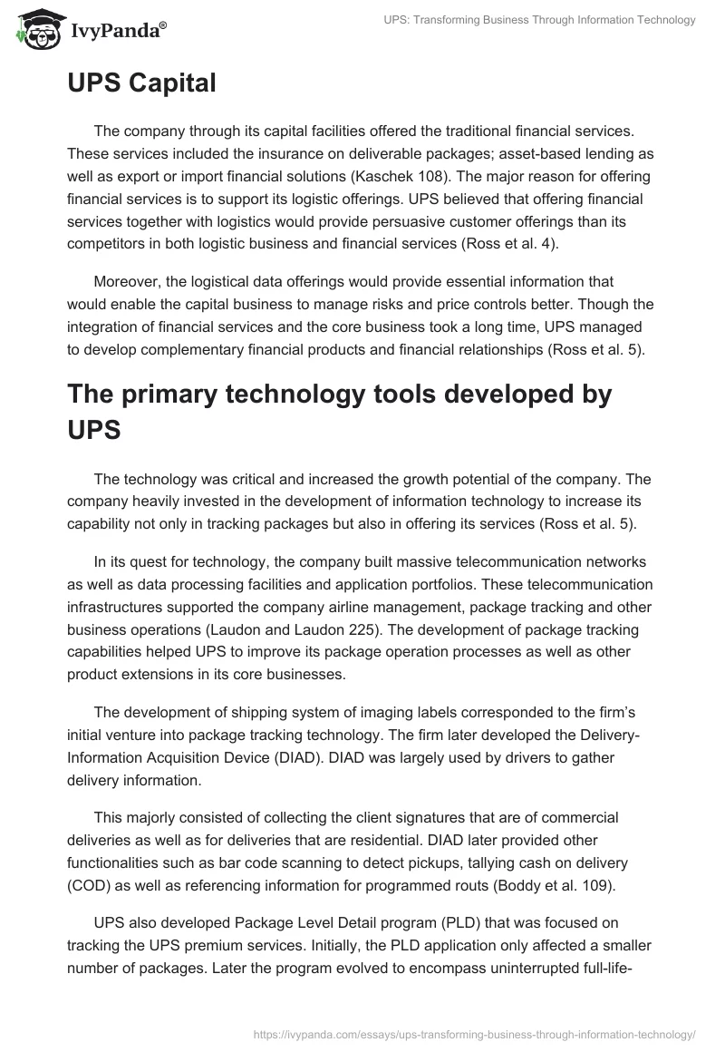 UPS: Transforming Business Through Information Technology. Page 5