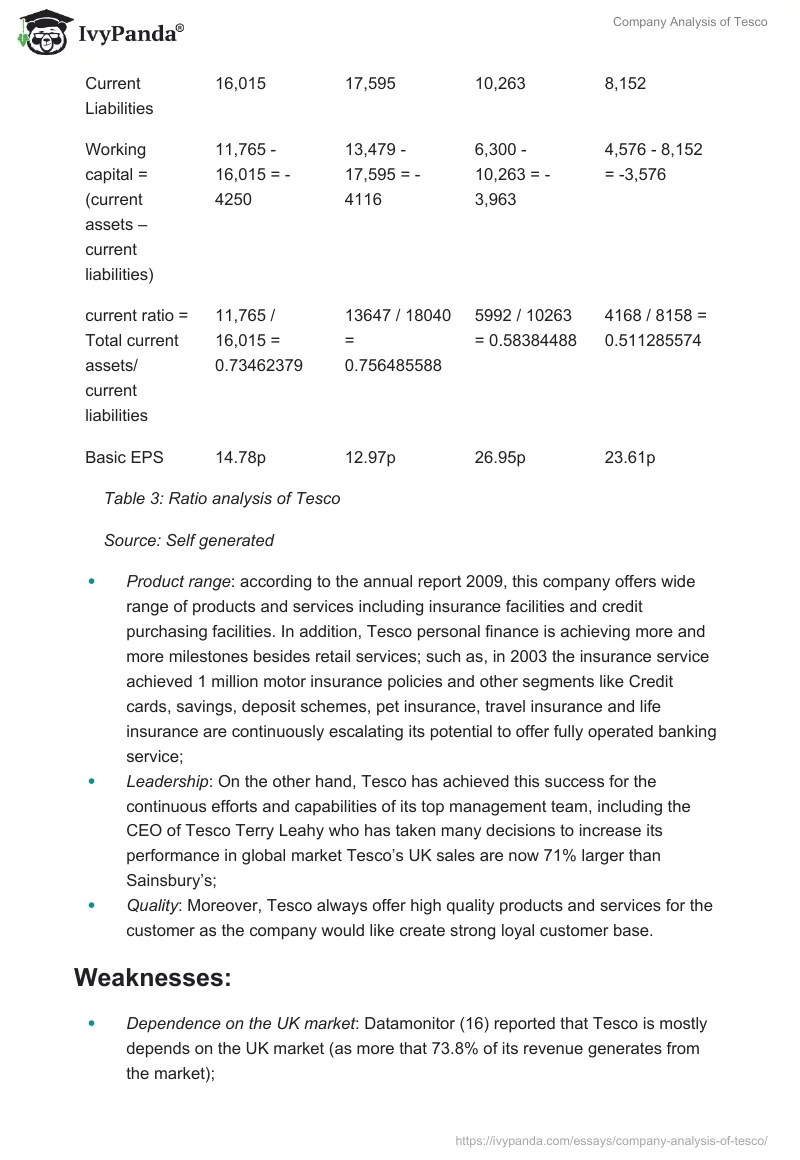 Company Analysis of Tesco. Page 5