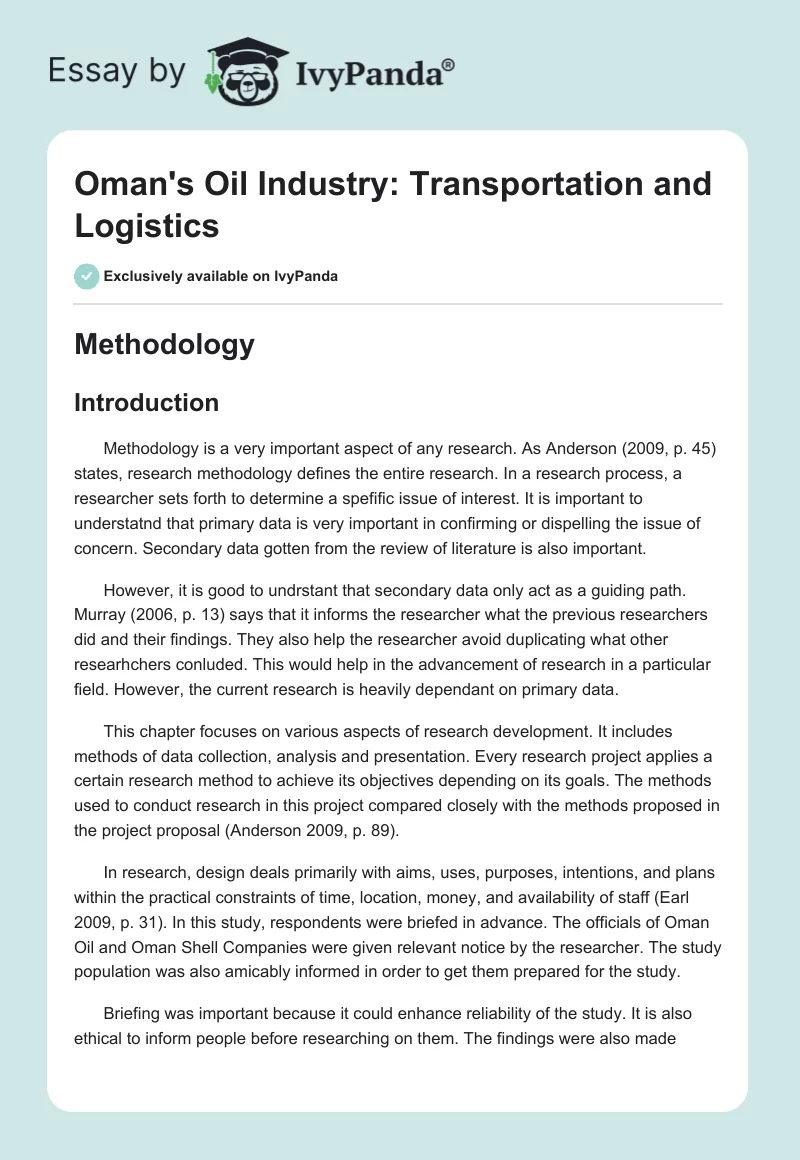 Oman's Oil Industry: Transportation and Logistics. Page 1