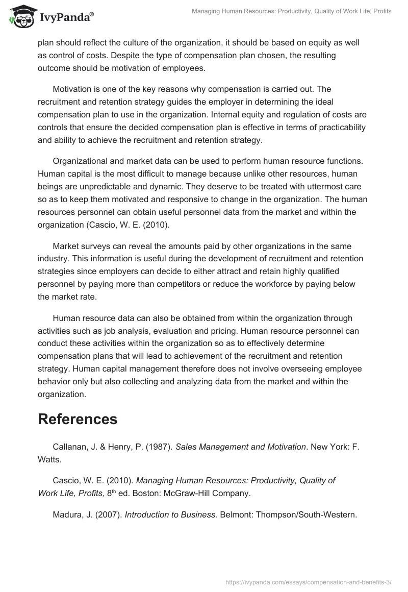 Managing Human Resources: Productivity, Quality of Work Life, Profits. Page 2