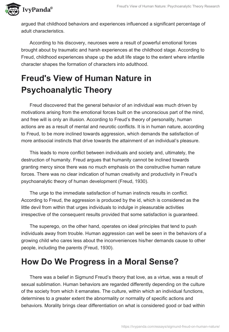 Freud's View of Human Nature: Psychoanalytic Theory Research. Page 3