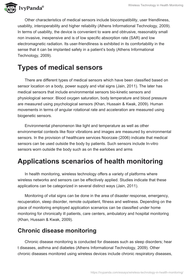 Wireless Technology in Health Monitoring - 4103 Words