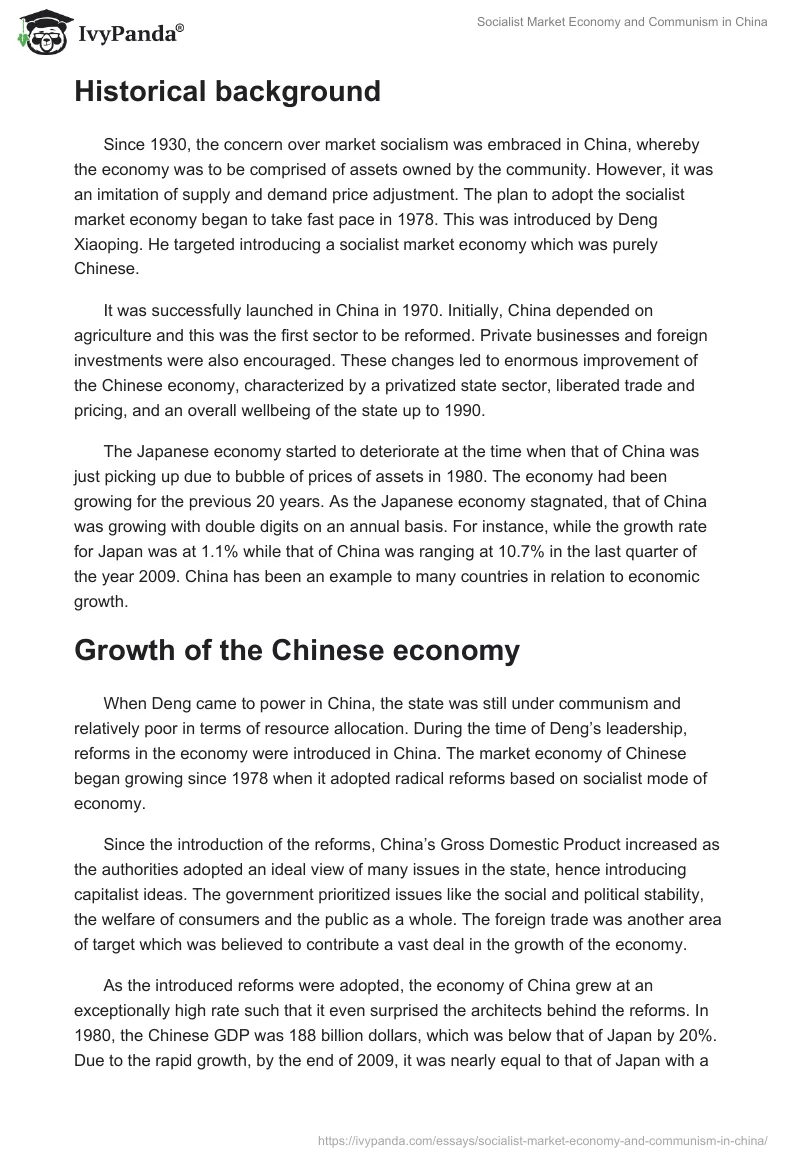 Socialist Market Economy and Communism in China. Page 2